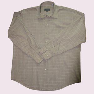 Perry Ellis - Grey Plaid Button Down - 16 32/33